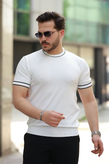 Erkek Bisiklet Yaka Ribanalı Kısa Kollu Tshirt resmi